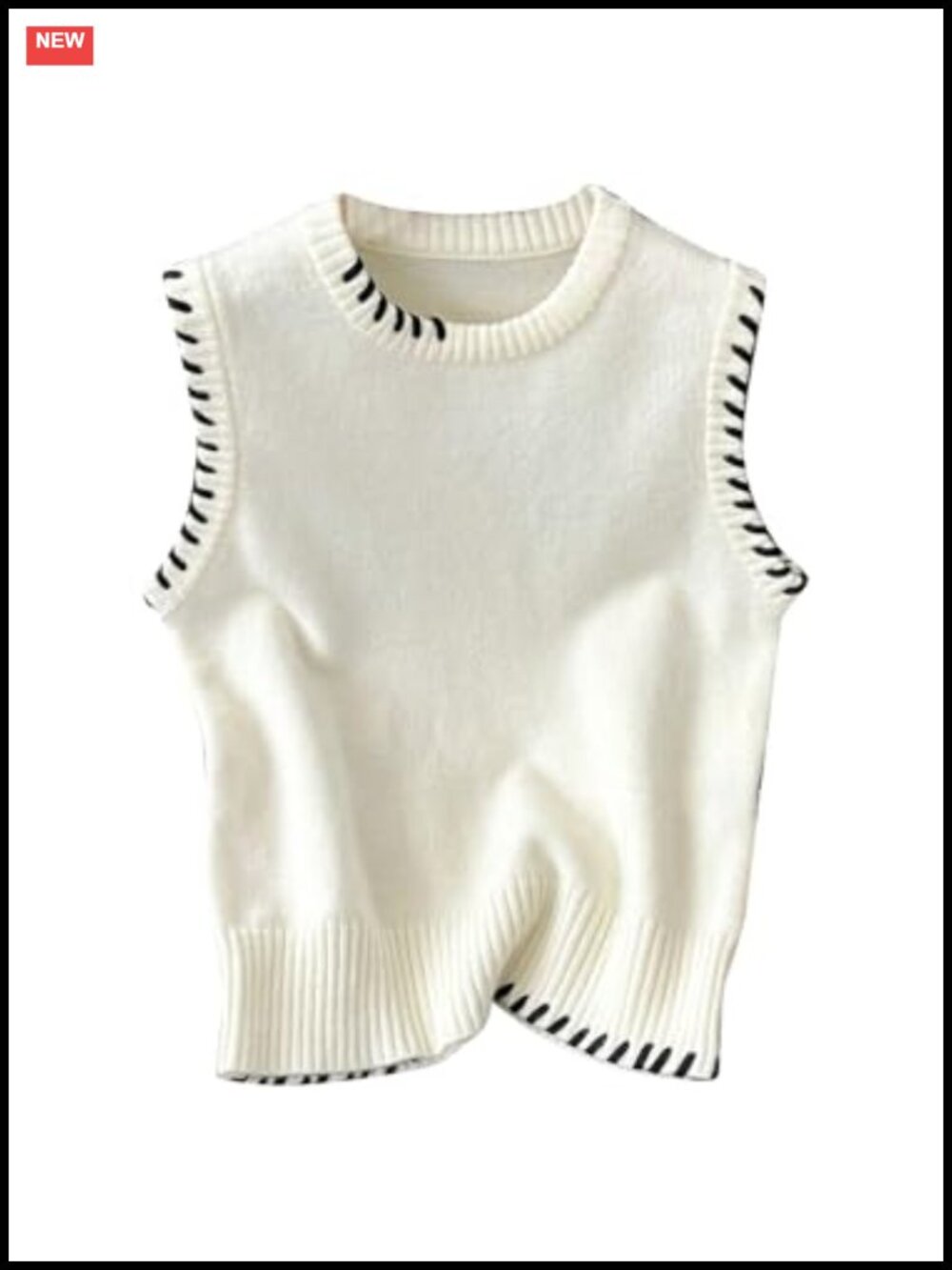 Sleeveless Ribbed Knit Sweater Vest Crew Neck Pullover Casual Tank Top